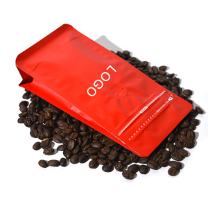 Empty Red Biodegradable Compostable Flat Bottom Drip Beans Packaging Coffee Bag With Valve And Zipper - Image 5