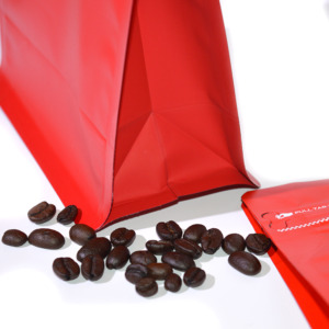 Empty Red Biodegradable Compostable Flat Bottom Drip Beans Packaging Coffee Bag With Valve And Zipper - Image 4