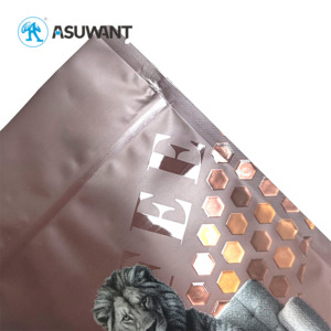Custom Stand Up Plastic Coffee Bag with Digital Print Spot Gloss UV 3D Raised Embossed UV Reverse Matte Digital Metallic Foil - Image 2